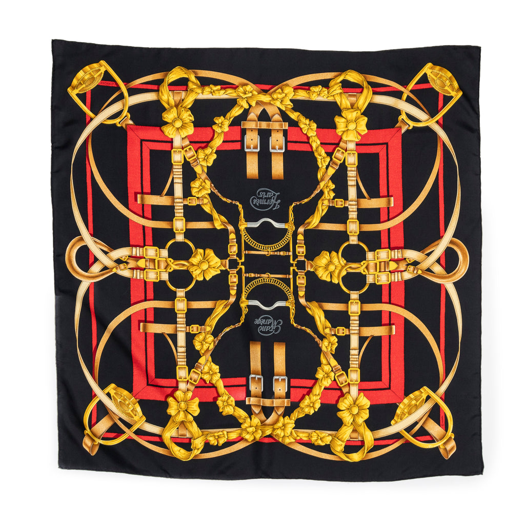 Hermès - Carré - Noir/Rouge/Or
