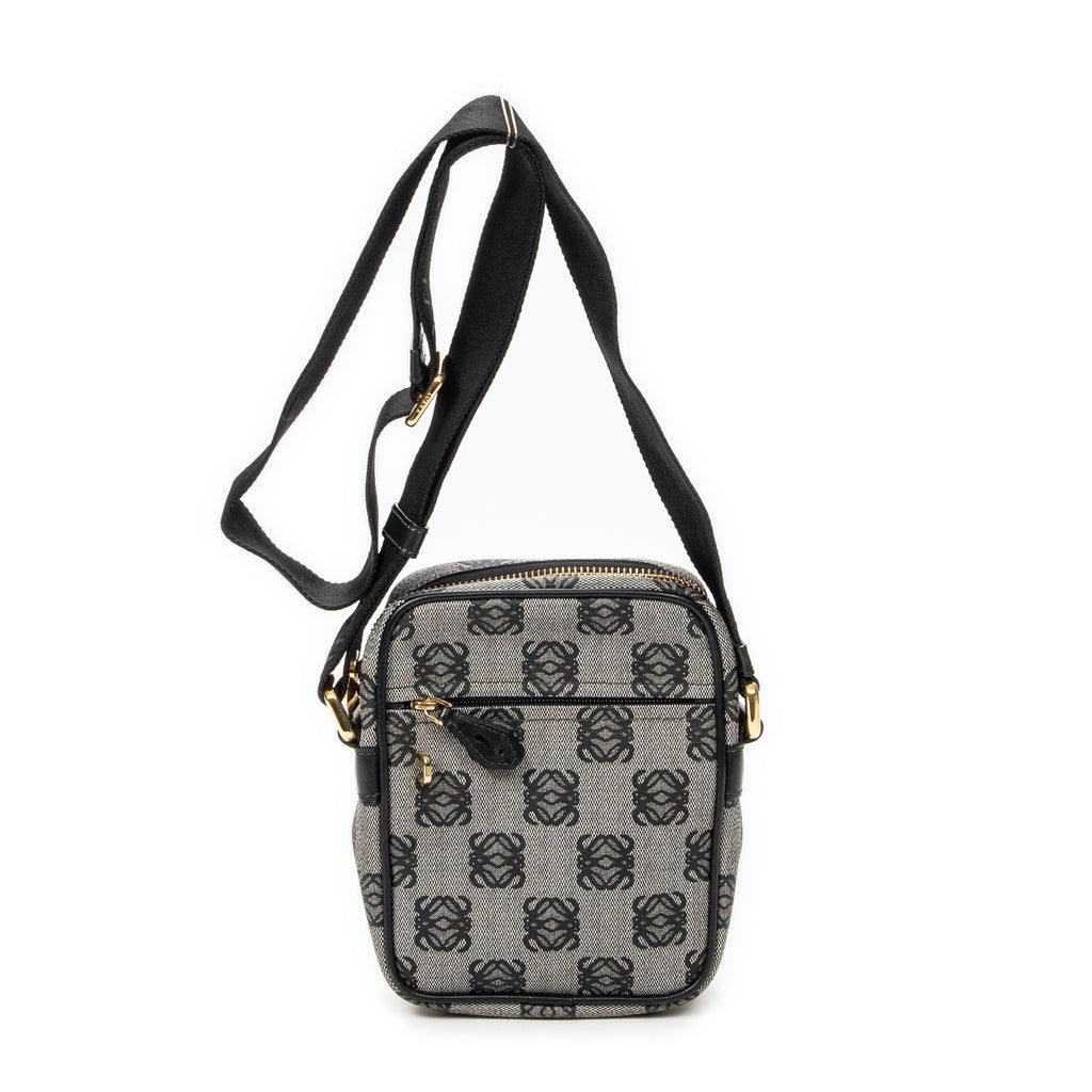 Shoulder Bag Small Messenger Crossbody Black Anagram Print Coated Canvas