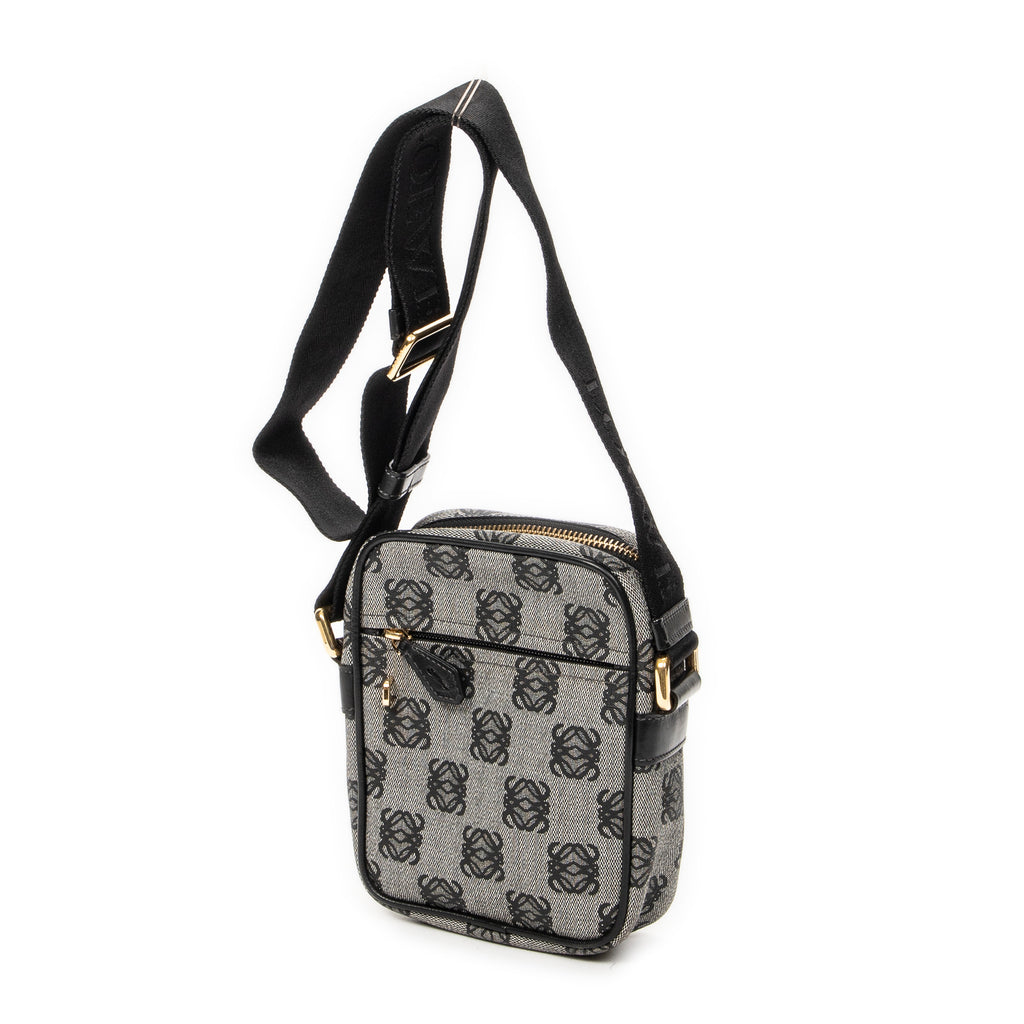 Shoulder Bag Small Messenger Crossbody Black Anagram Print Coated Canvas