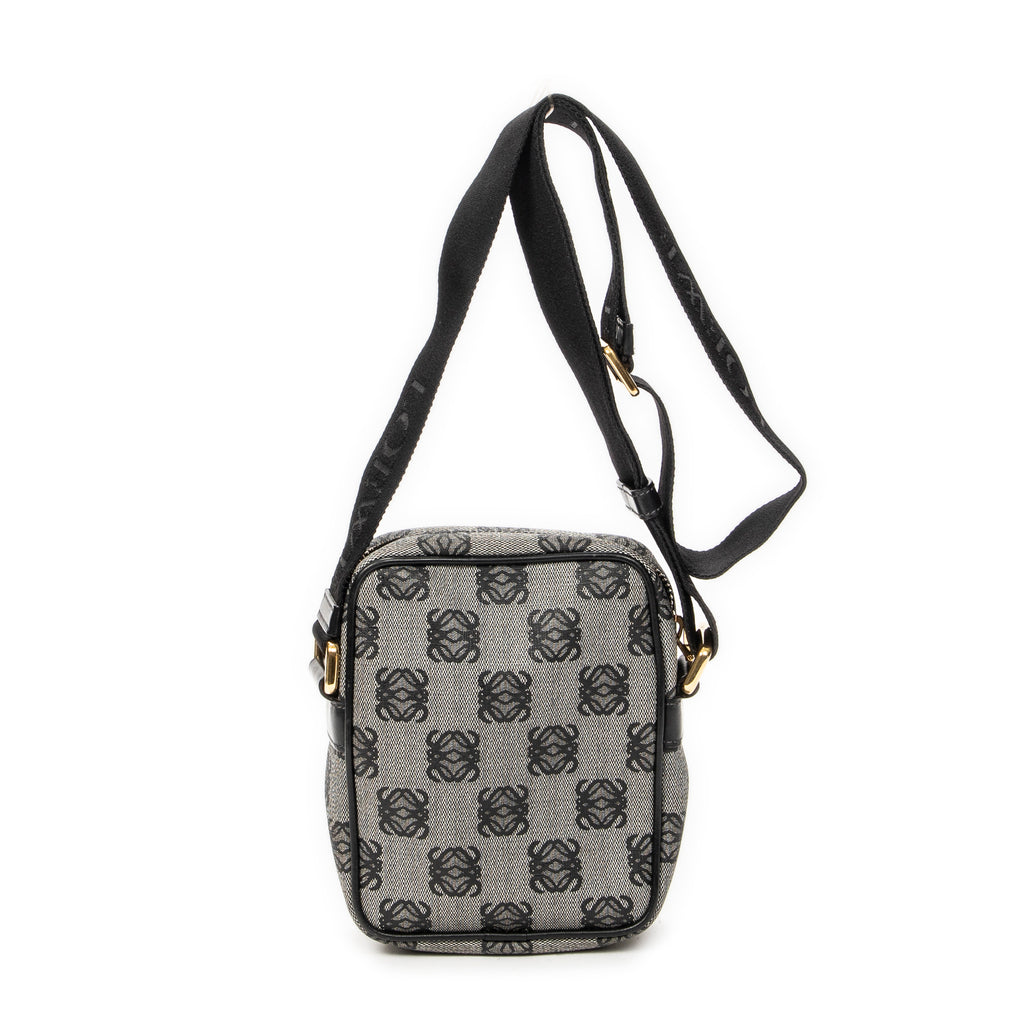 Shoulder Bag Small Messenger Crossbody Black Anagram Print Coated Canvas