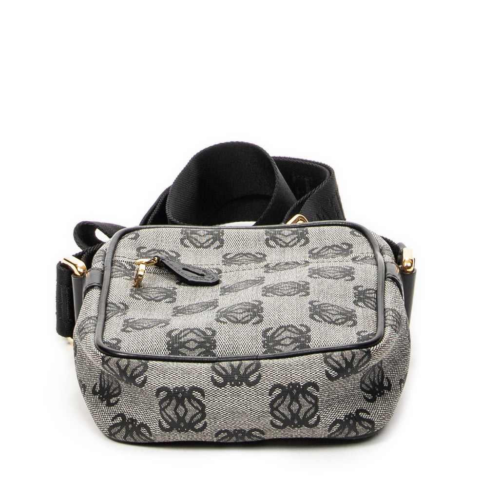 Shoulder Bag Small Messenger Crossbody Black Anagram Print Coated Canvas