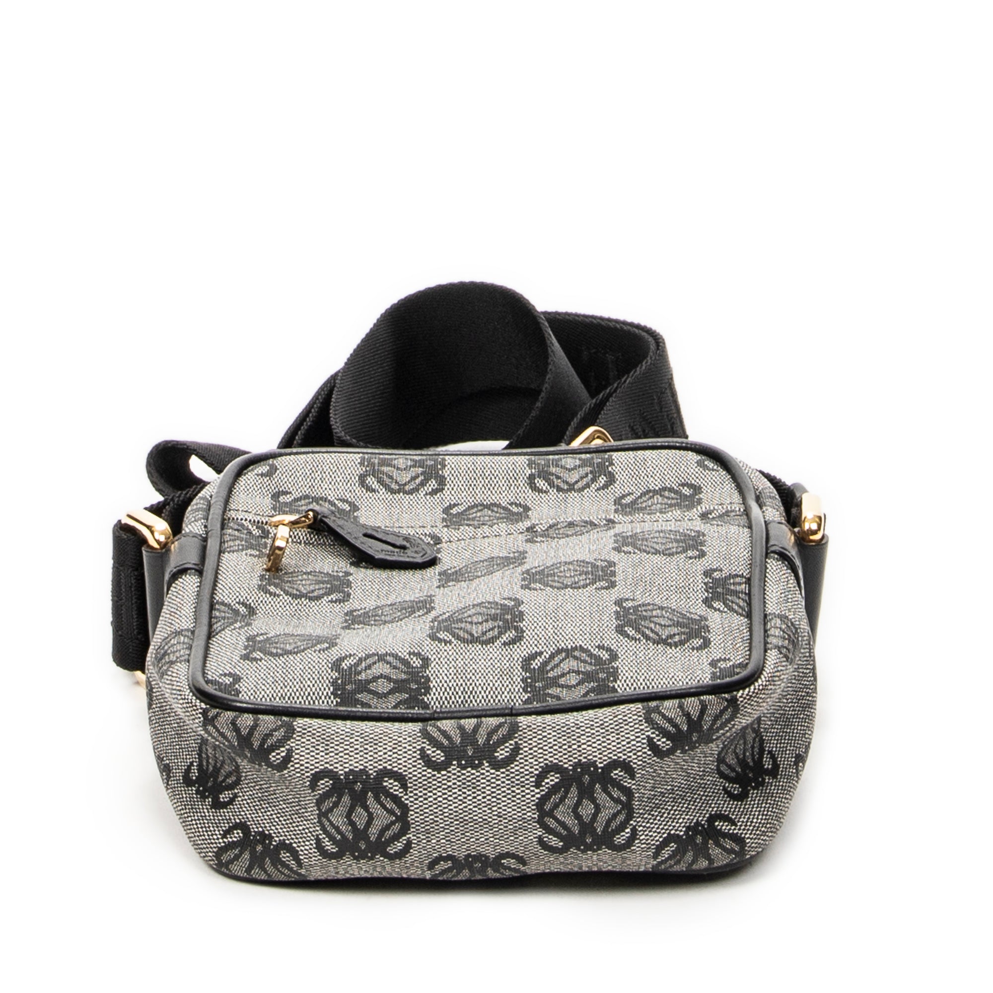 Shoulder Bag Small Messenger Crossbody Black Anagram Print Coated Canvas