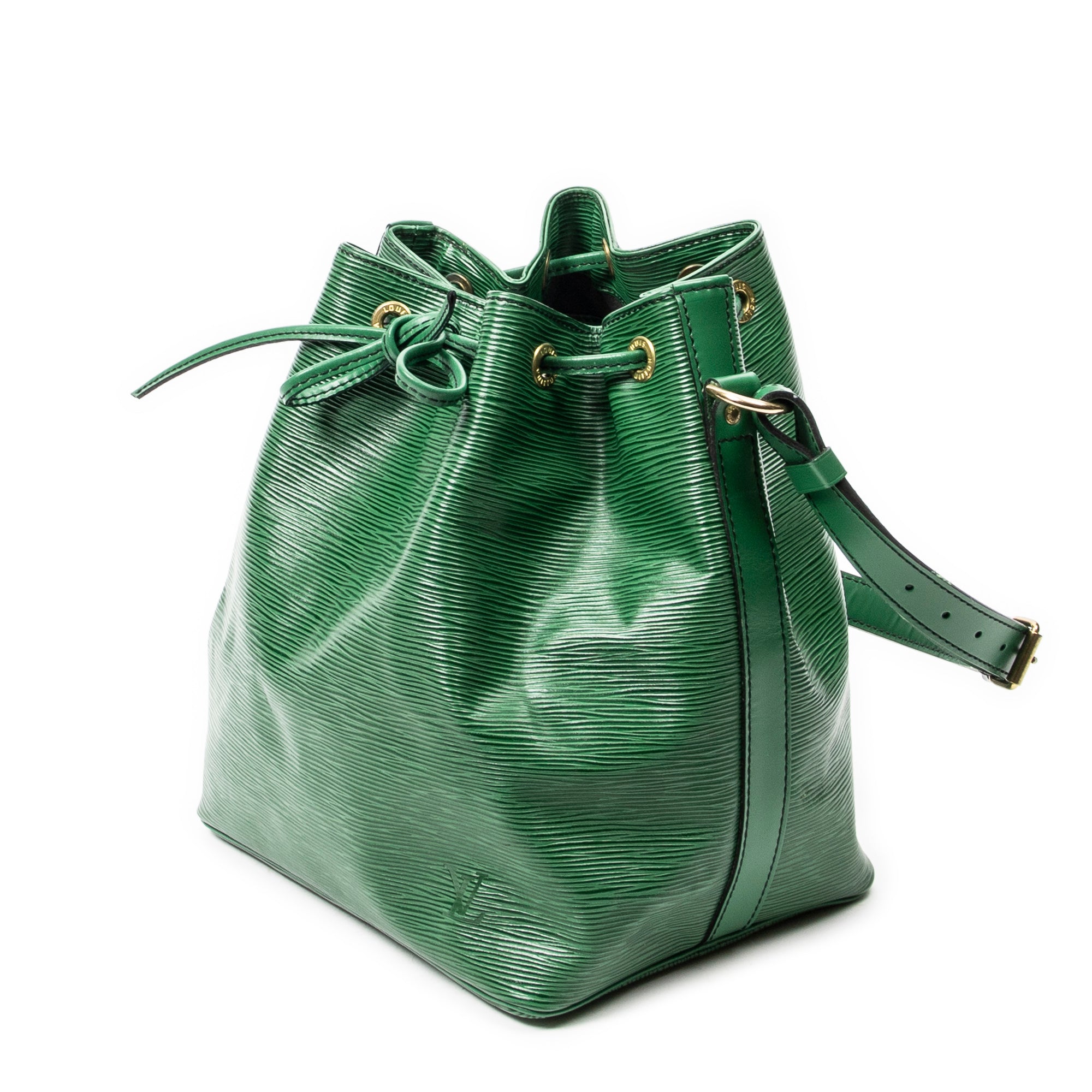 Shoulder Bag Noe Black Stitching PM Green Epi