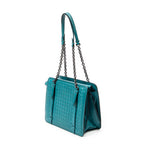 Shoulder Bag Chain Shoulder Bag Teal Intrecciato Leather