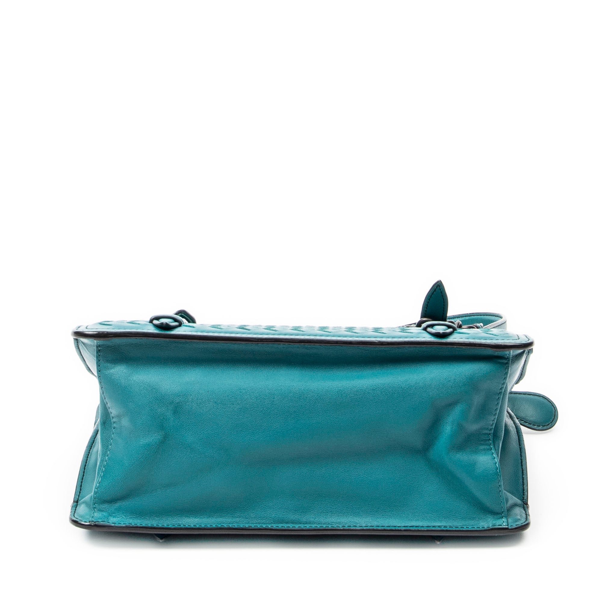 Shoulder Bag Chain Shoulder Bag Teal Intrecciato Leather