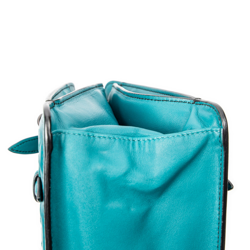 Shoulder Bag Chain Shoulder Bag Teal Intrecciato Leather