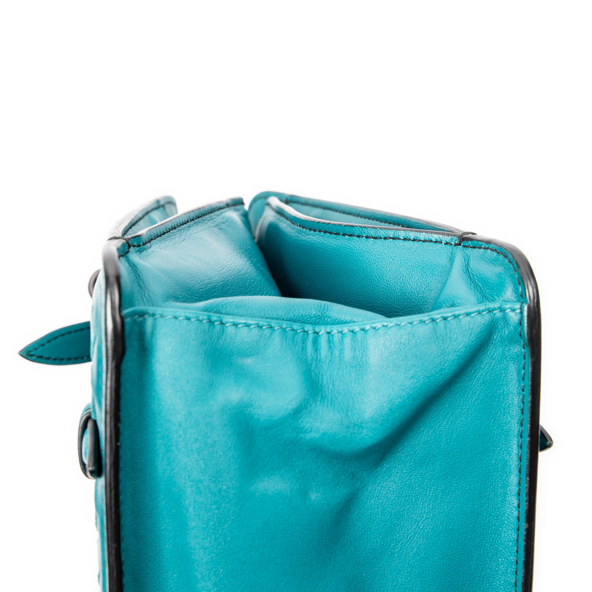 Shoulder Bag Chain Shoulder Bag Teal Intrecciato Leather