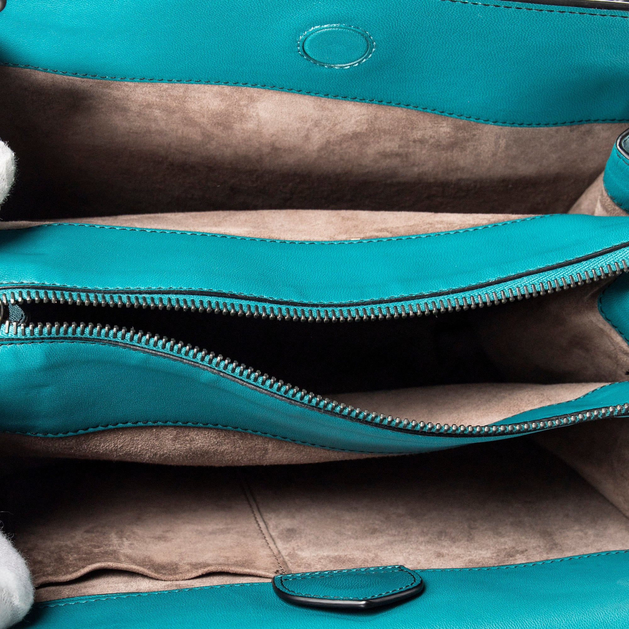 Shoulder Bag Chain Shoulder Bag Teal Intrecciato Leather