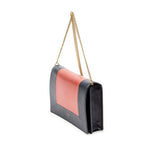 Shoulder Bag Frame Evening Chain Clutch Navy Calfskin Leather