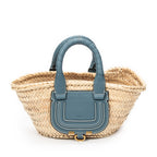 Handbag Small Marcie Basket Blue Woven Raffia Canvas