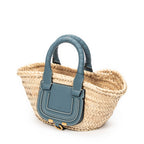 Handbag Small Marcie Basket Blue Woven Raffia Canvas