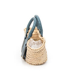 Handbag Small Marcie Basket Blue Woven Raffia Canvas