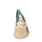Handbag Small Marcie Basket Blue Woven Raffia Canvas