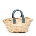 Handbag Small Marcie Basket Blue Woven Raffia Canvas