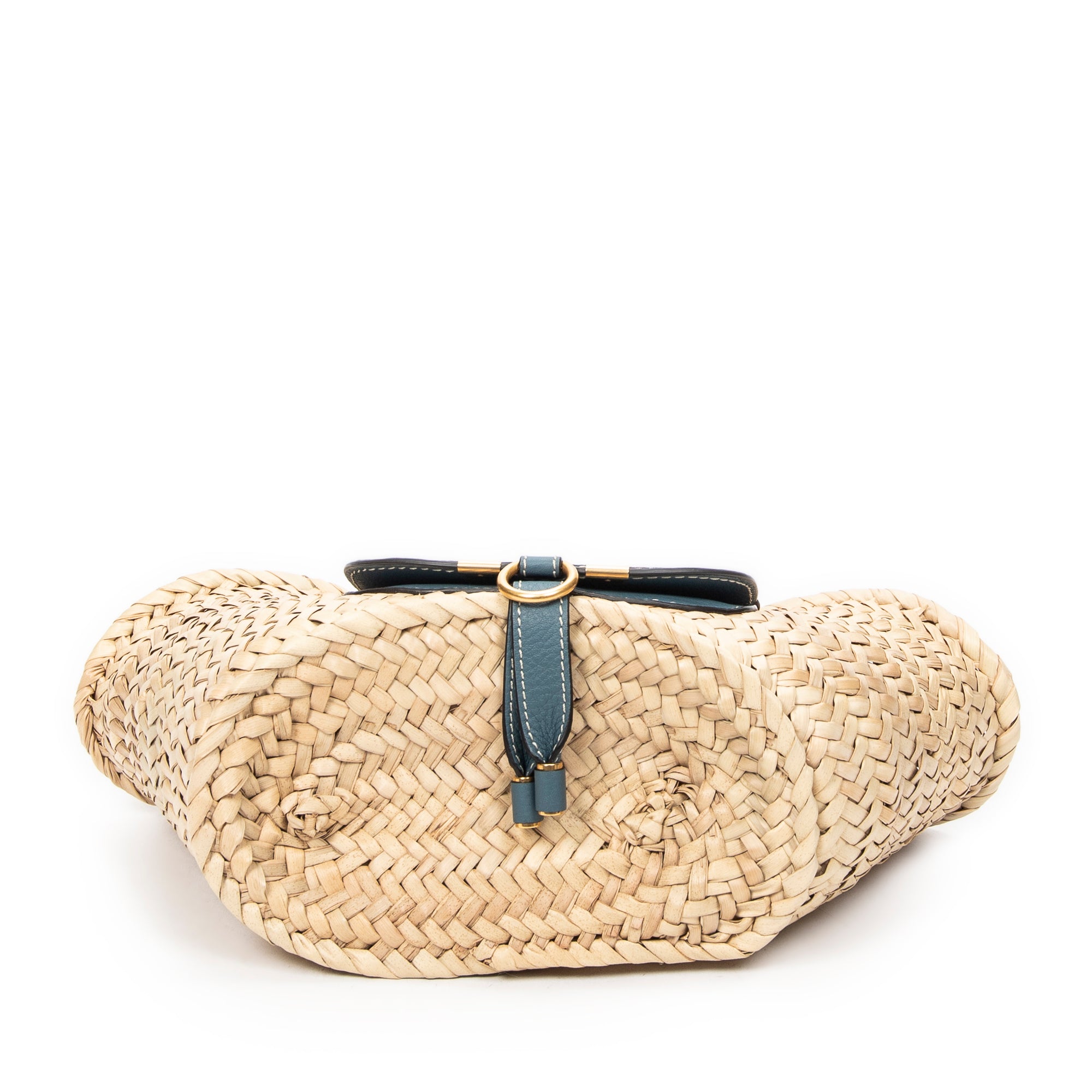 Handbag Small Marcie Basket Blue Woven Raffia Canvas