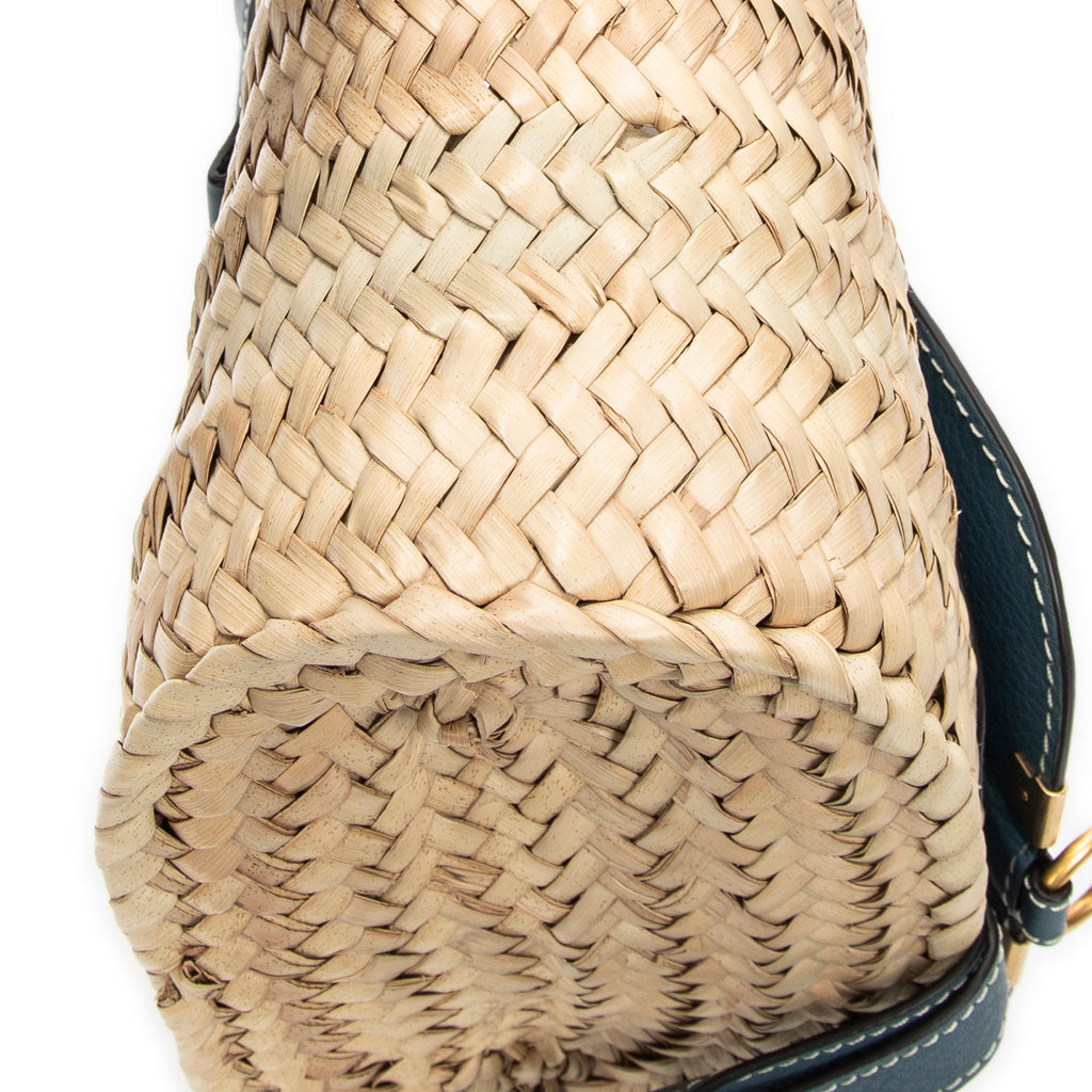 Handbag Small Marcie Basket Blue Woven Raffia Canvas