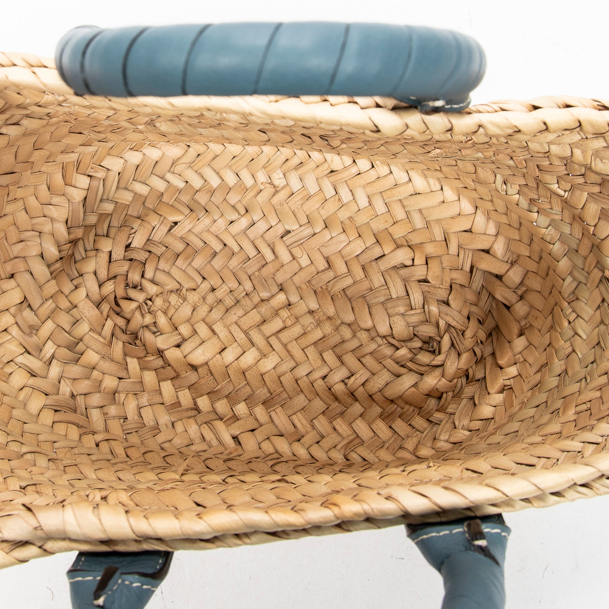 Handbag Small Marcie Basket Blue Woven Raffia Canvas