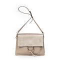 Shoulder Bag Medium Faye Grey Calfskin Leather