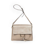 Shoulder Bag Medium Faye Grey Calfskin Leather