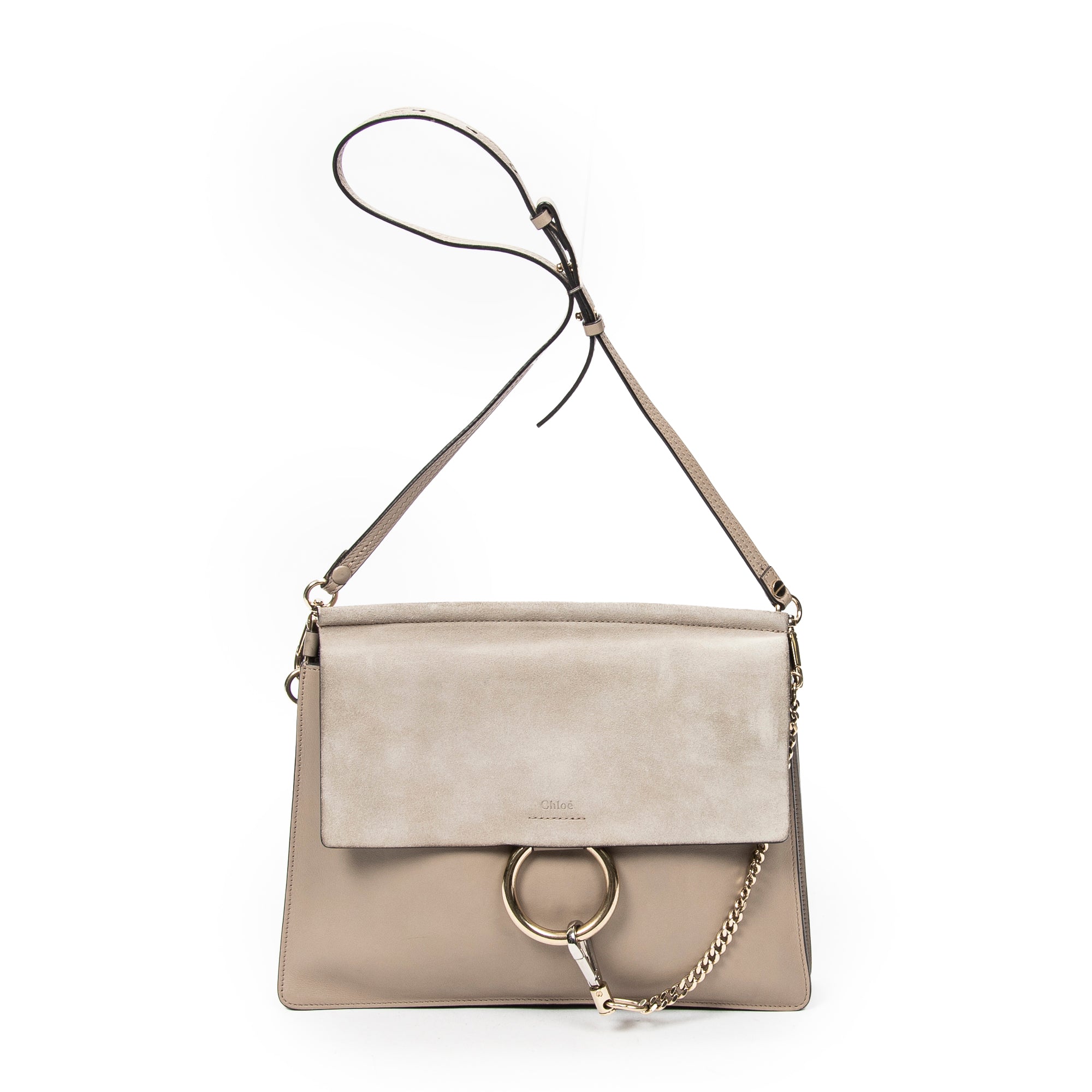 Shoulder Bag Medium Faye Grey Calfskin Leather