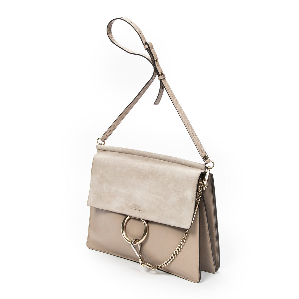 Shoulder Bag Medium Faye Grey Calfskin Leather