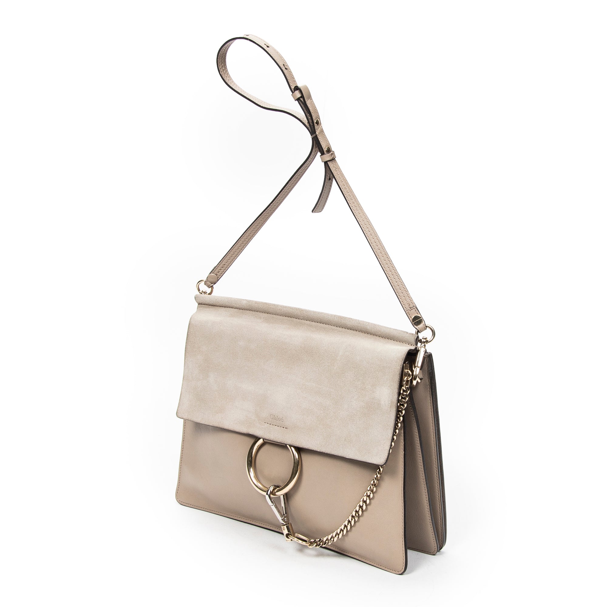 Shoulder Bag Medium Faye Grey Calfskin Leather