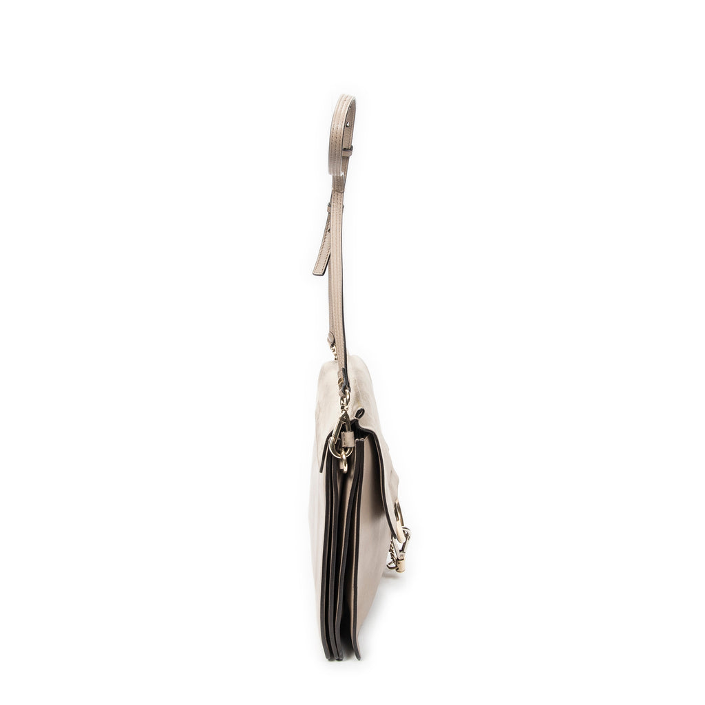Shoulder Bag Medium Faye Grey Calfskin Leather