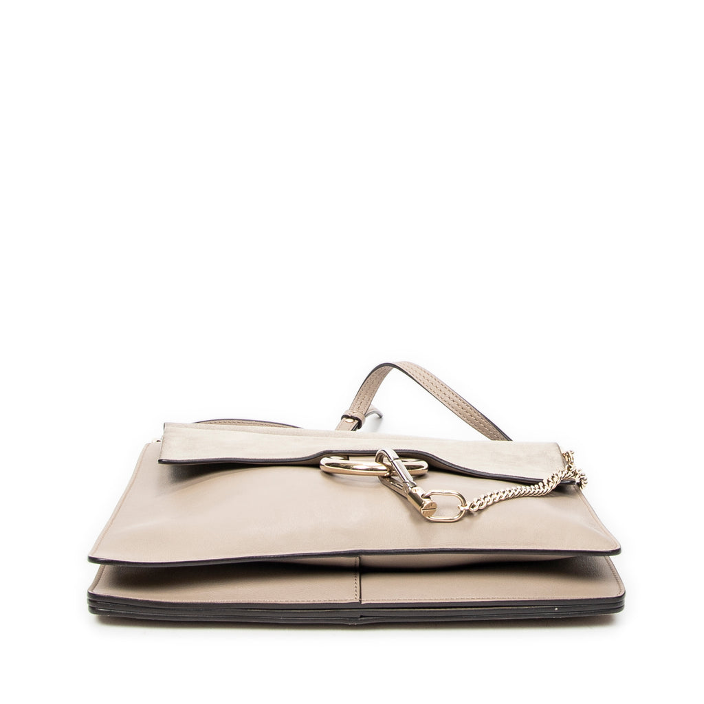 Shoulder Bag Medium Faye Grey Calfskin Leather