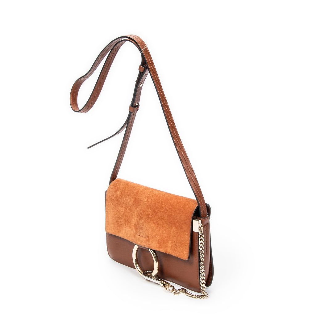 Shoulder Bag Small Faye Brown Calfskin Leather