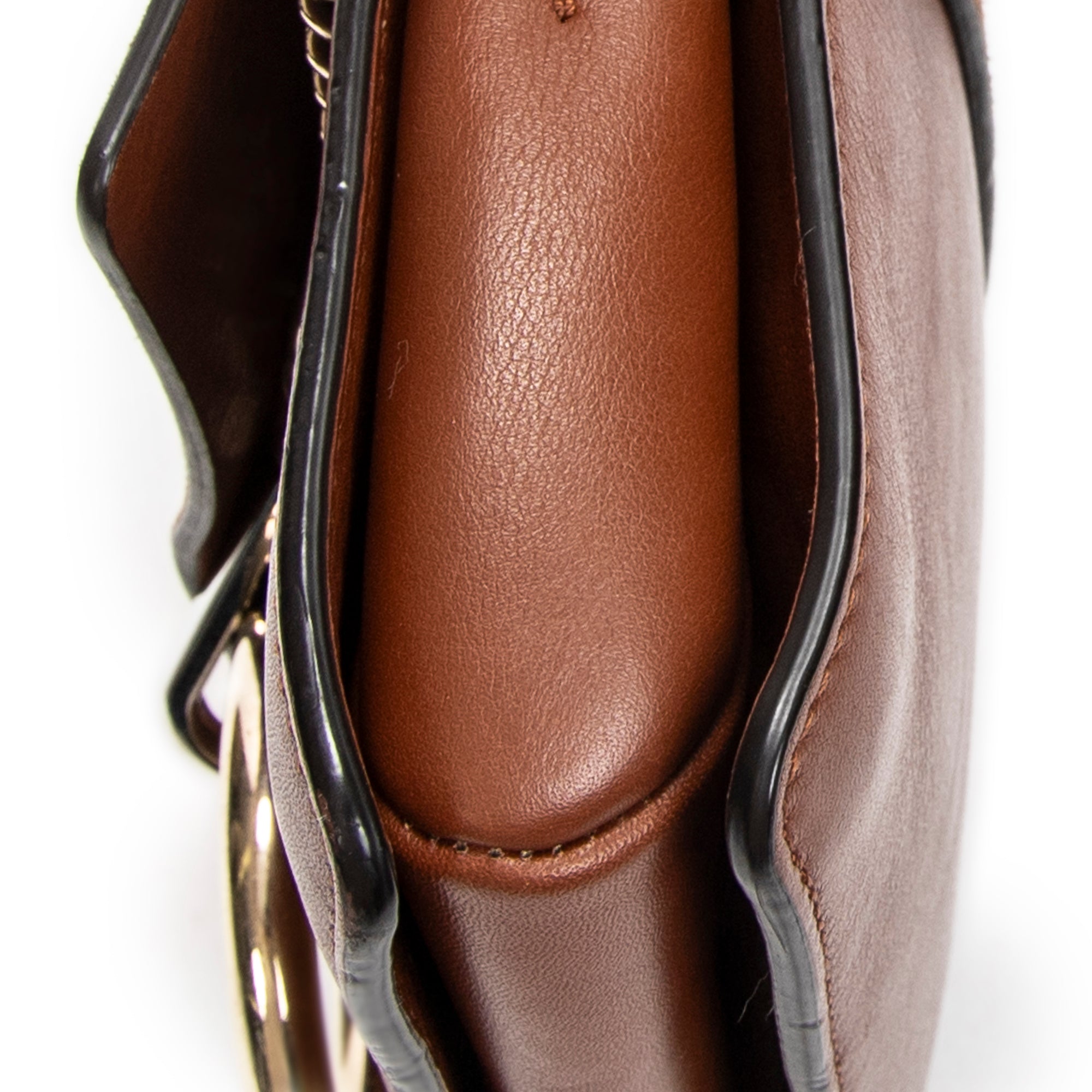 Shoulder Bag Small Faye Brown Calfskin Leather