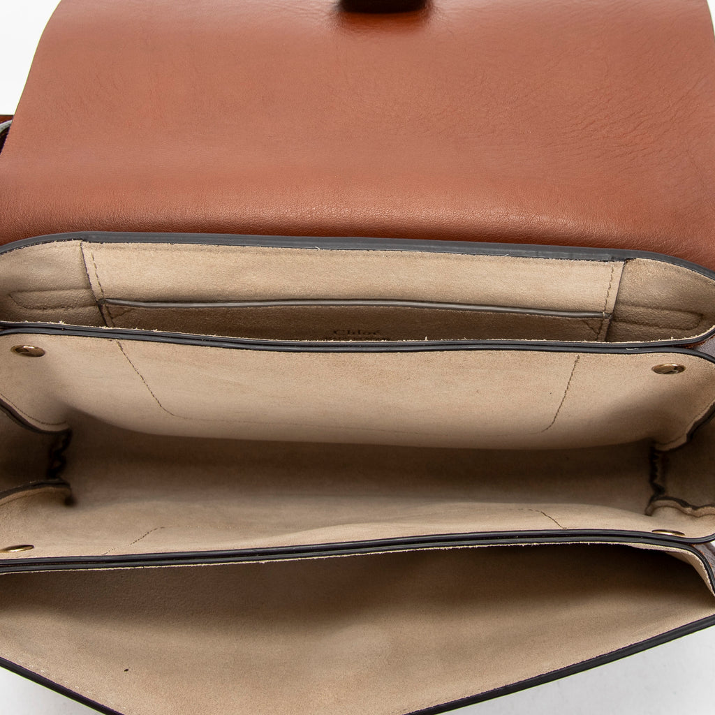Shoulder Bag Small Faye Brown Calfskin Leather