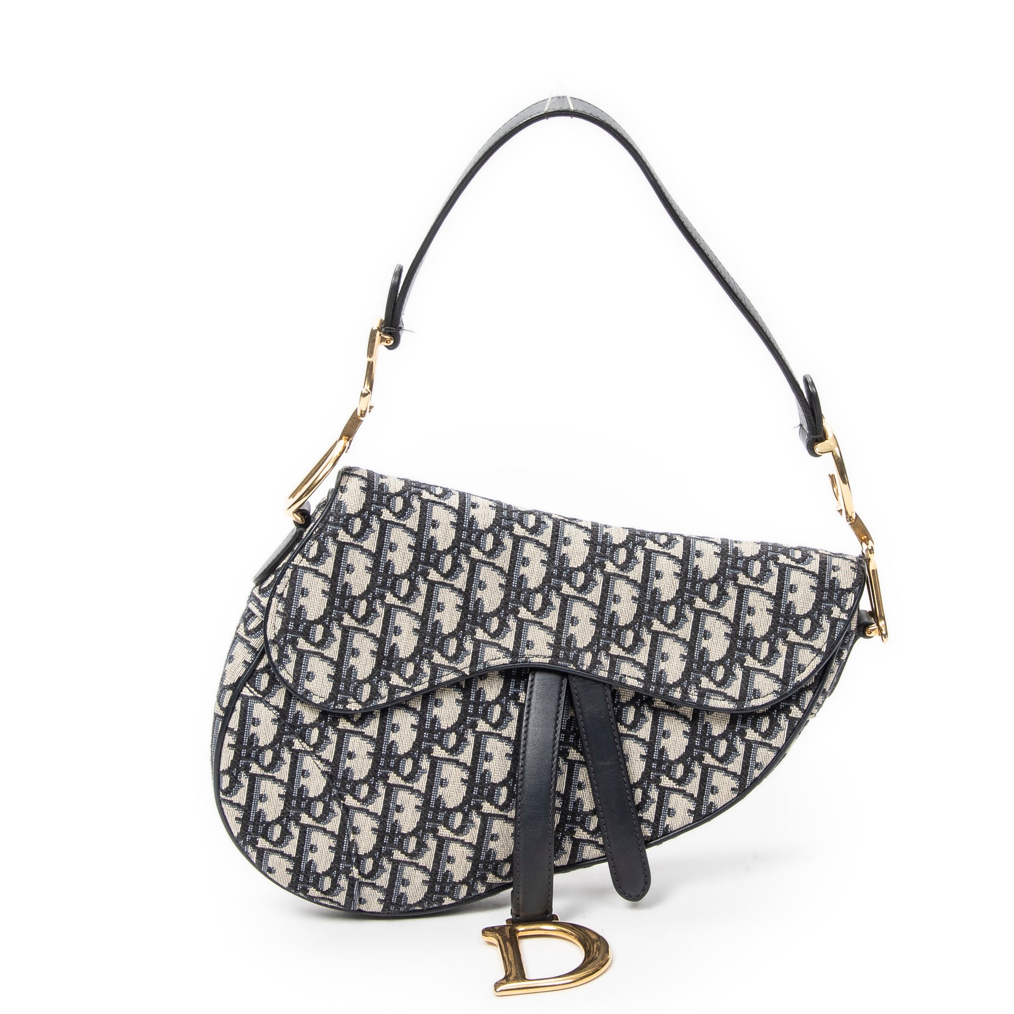 Shoulder Bag New Saddle Bag Navy Oblique Jacquard Canvas