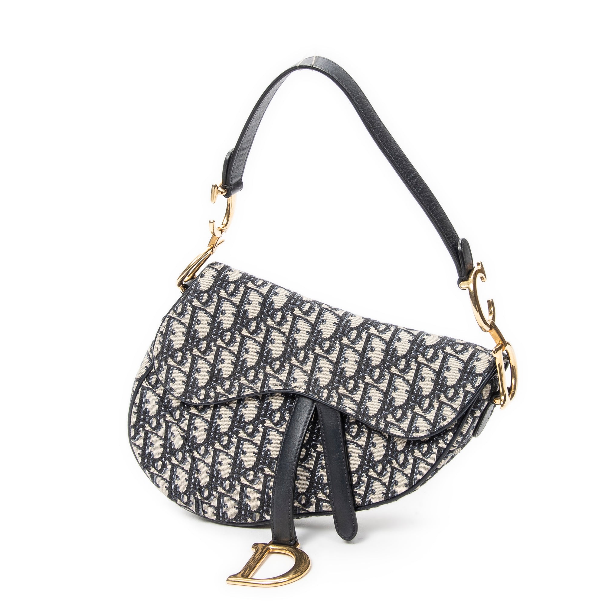 Shoulder Bag New Saddle Bag Navy Oblique Jacquard Canvas
