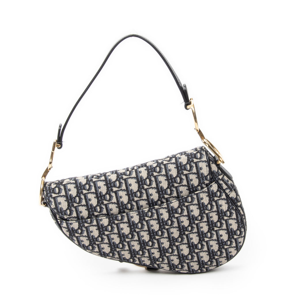 Shoulder Bag New Saddle Bag Navy Oblique Jacquard Canvas