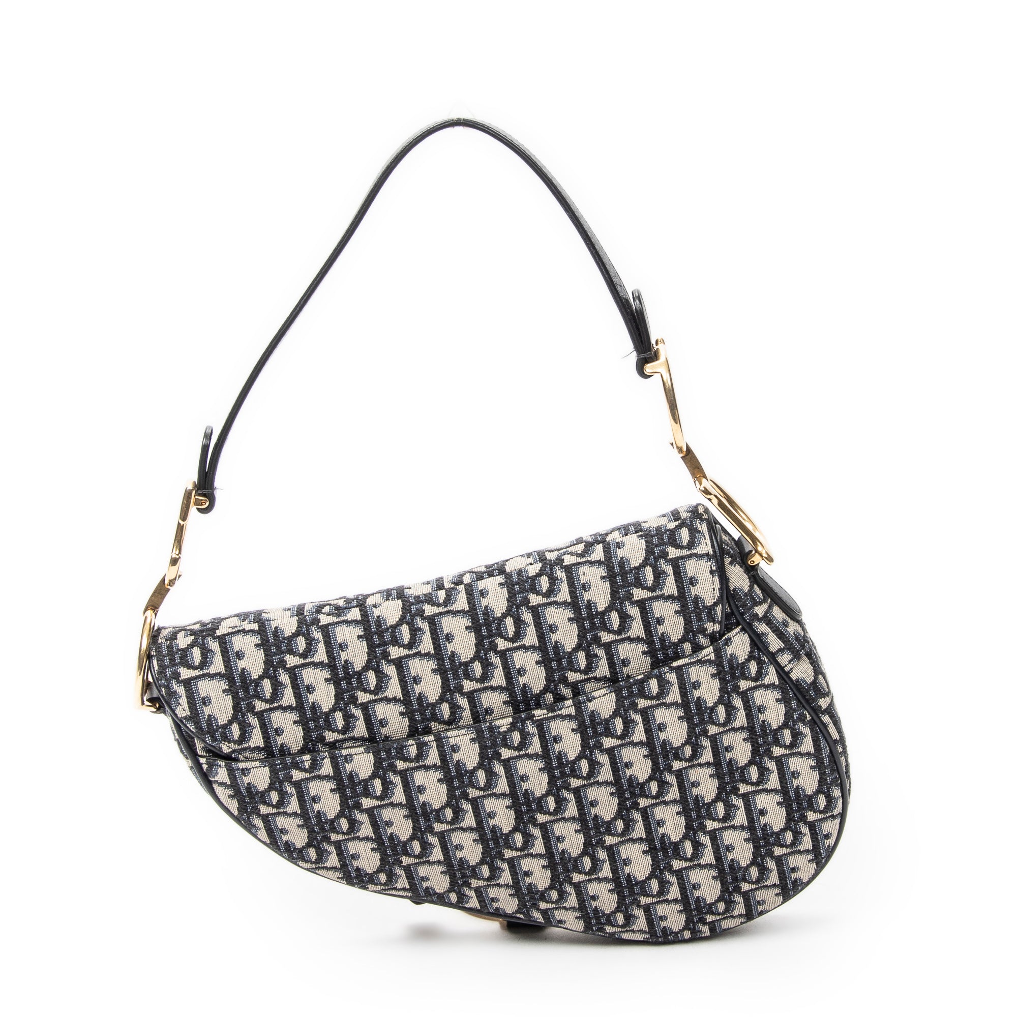 Shoulder Bag New Saddle Bag Navy Oblique Jacquard Canvas