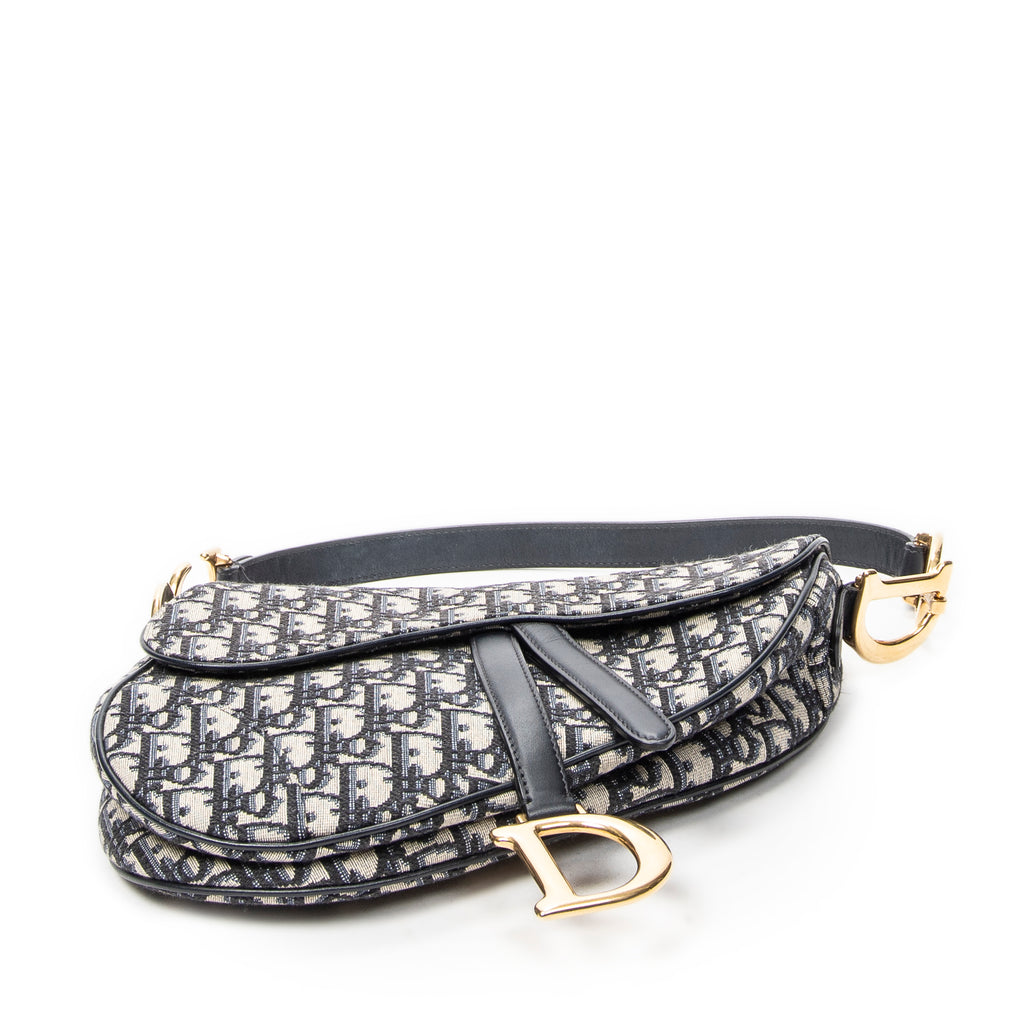 Shoulder Bag New Saddle Bag Navy Oblique Jacquard Canvas