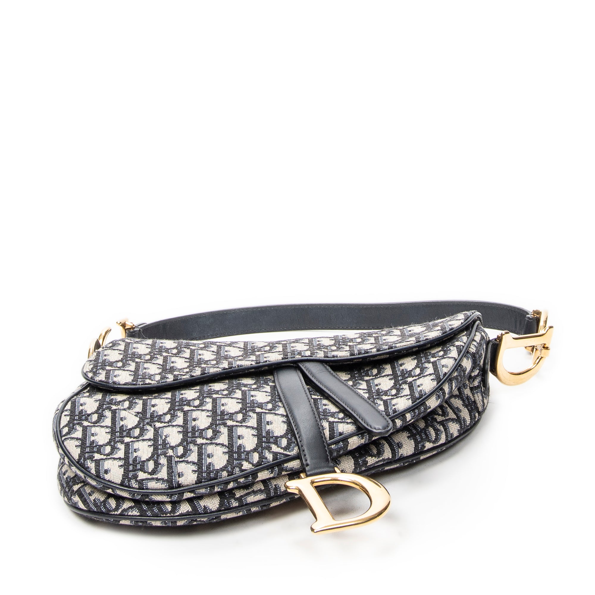 Shoulder Bag New Saddle Bag Navy Oblique Jacquard Canvas