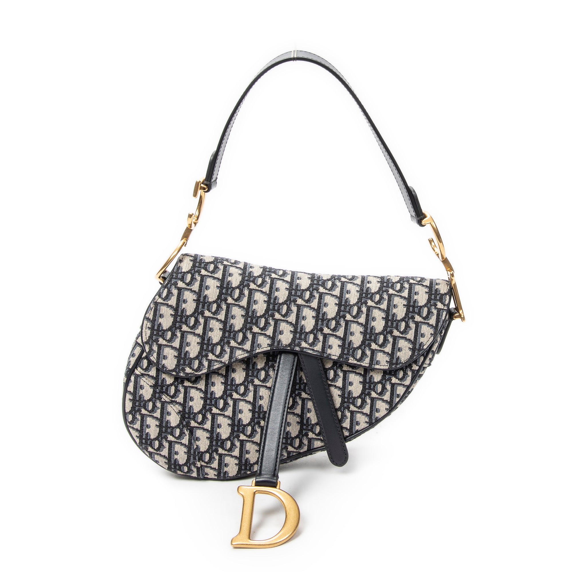 Shoulder Bag New Saddle Bag Navy Oblique Jacquard Canvas
