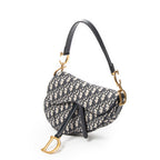 Shoulder Bag New Saddle Bag Navy Oblique Jacquard Canvas