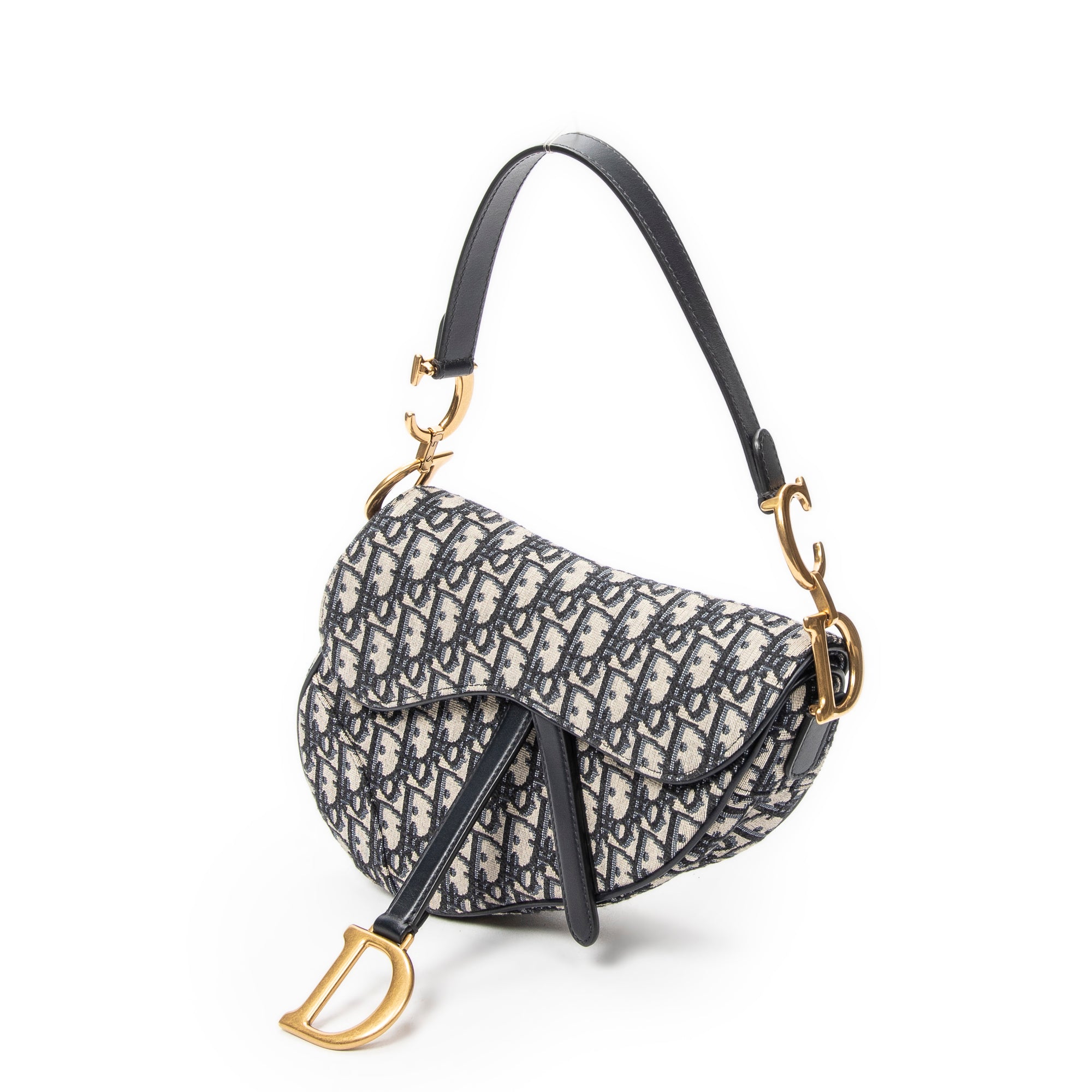 Shoulder Bag New Saddle Bag Navy Oblique Jacquard Canvas