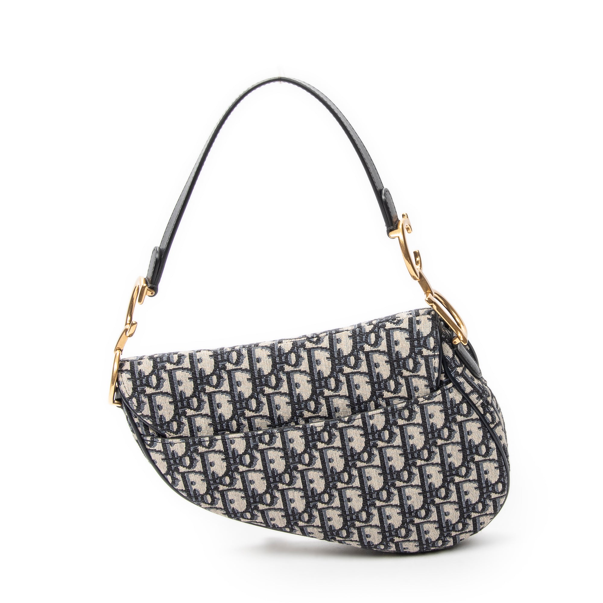 Shoulder Bag New Saddle Bag Navy Oblique Jacquard Canvas