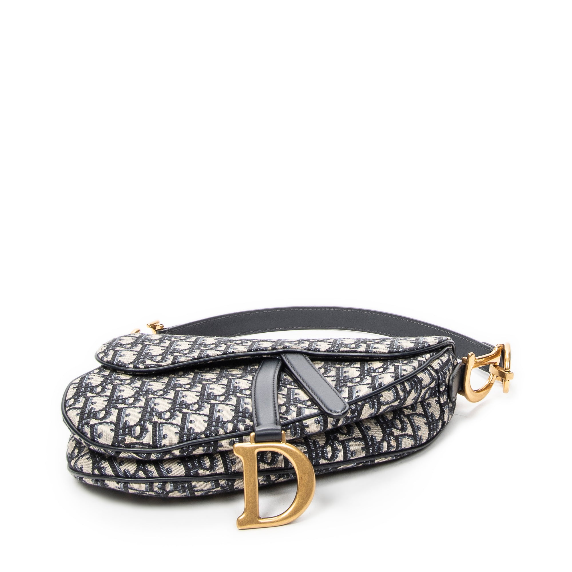 Shoulder Bag New Saddle Bag Navy Oblique Jacquard Canvas
