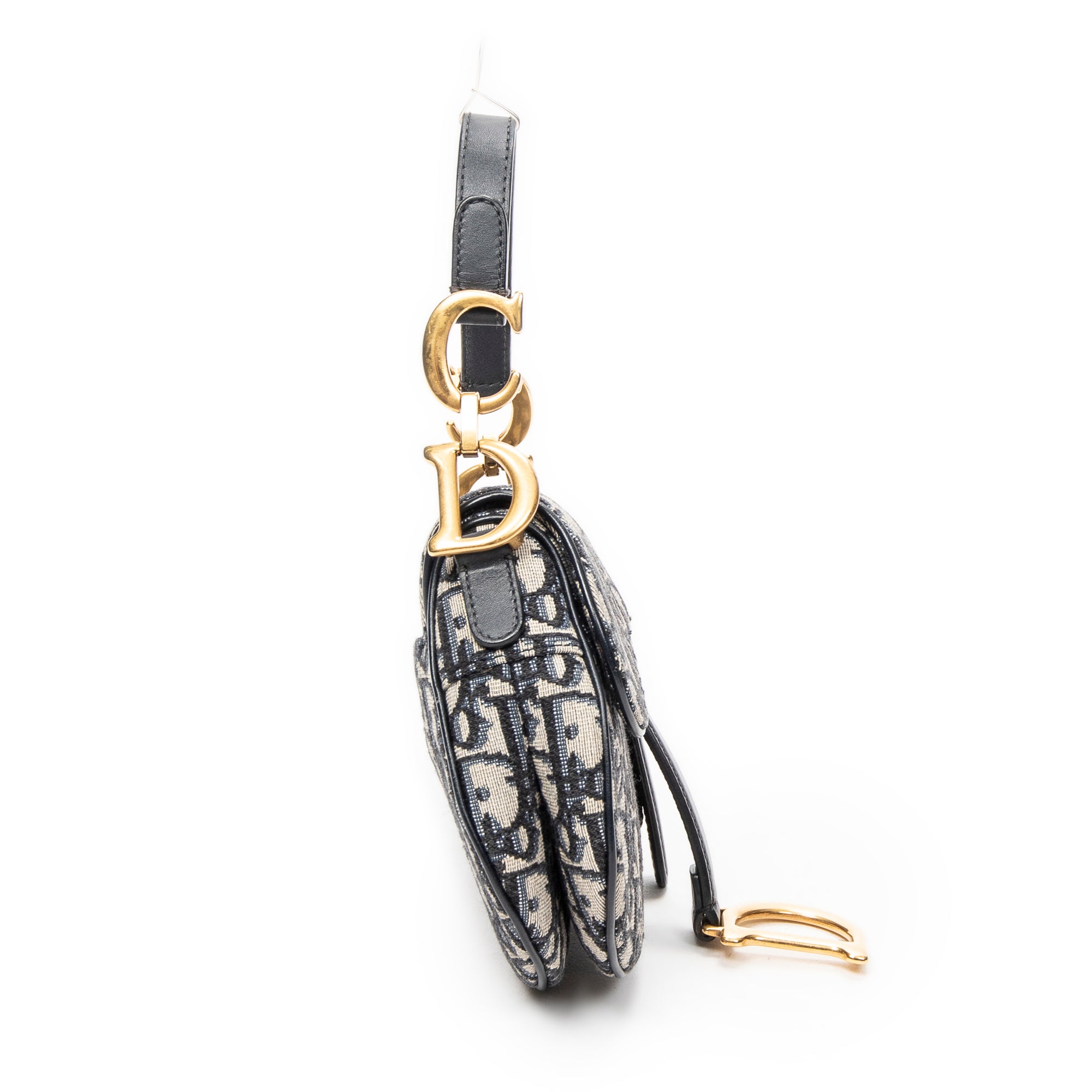 Shoulder Bag Mini Saddle Navy Oblique Jacquard Canvas