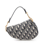 Shoulder Bag Mini Saddle Navy Oblique Jacquard Canvas