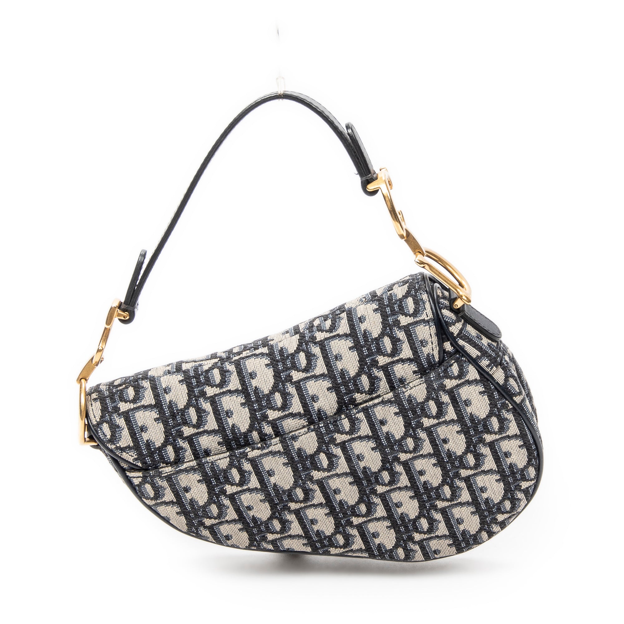 Shoulder Bag Mini Saddle Navy Oblique Jacquard Canvas