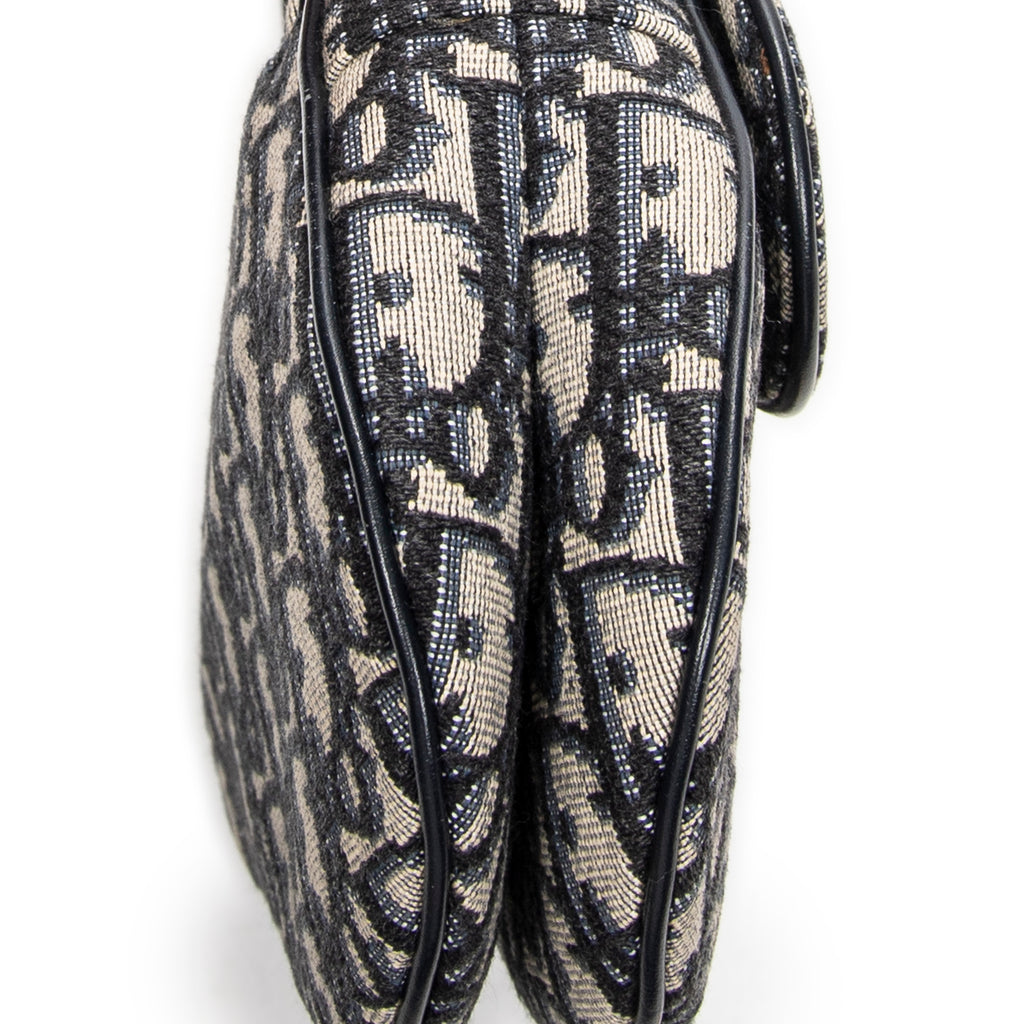 Shoulder Bag Mini Saddle Navy Oblique Jacquard Canvas