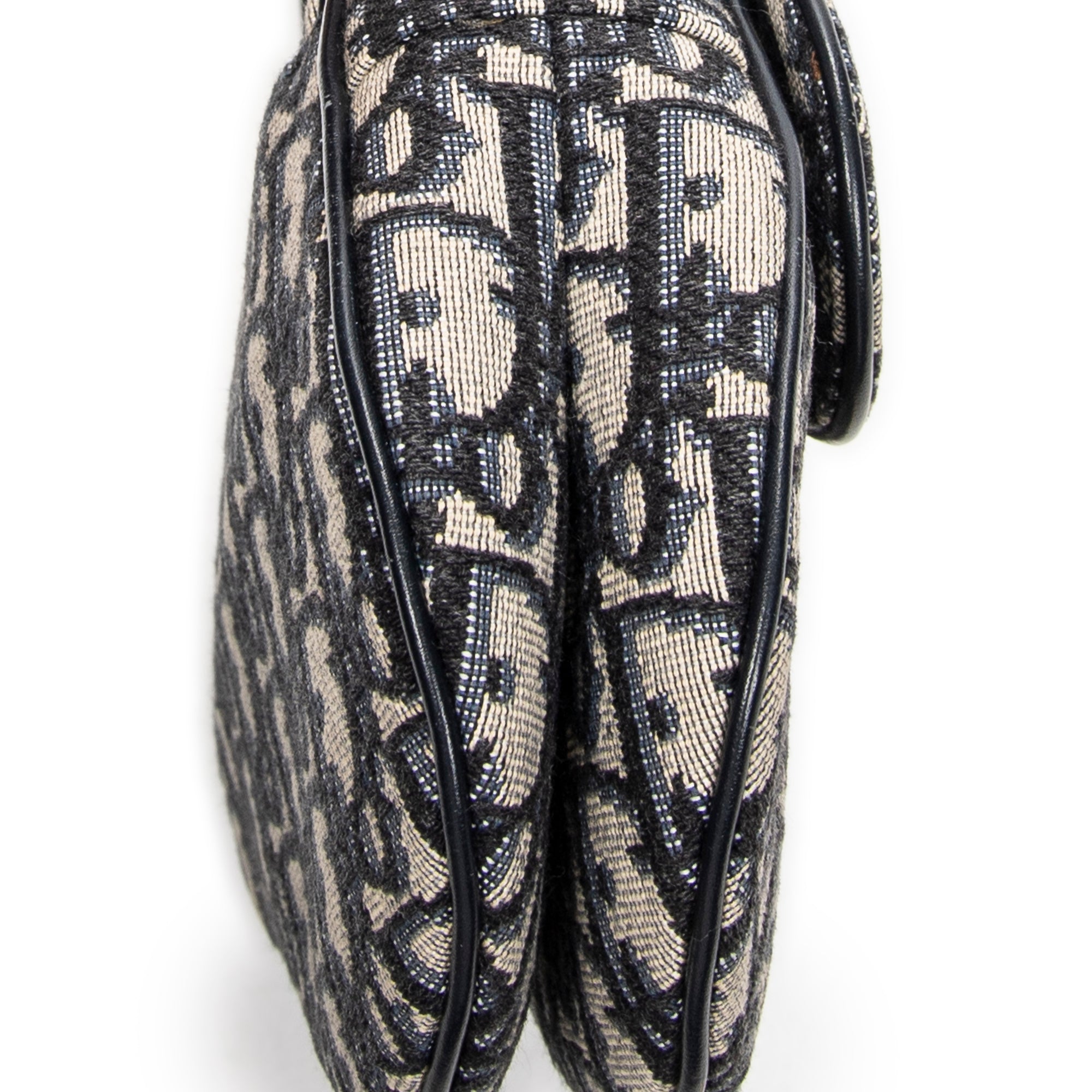 Shoulder Bag Mini Saddle Navy Oblique Jacquard Canvas