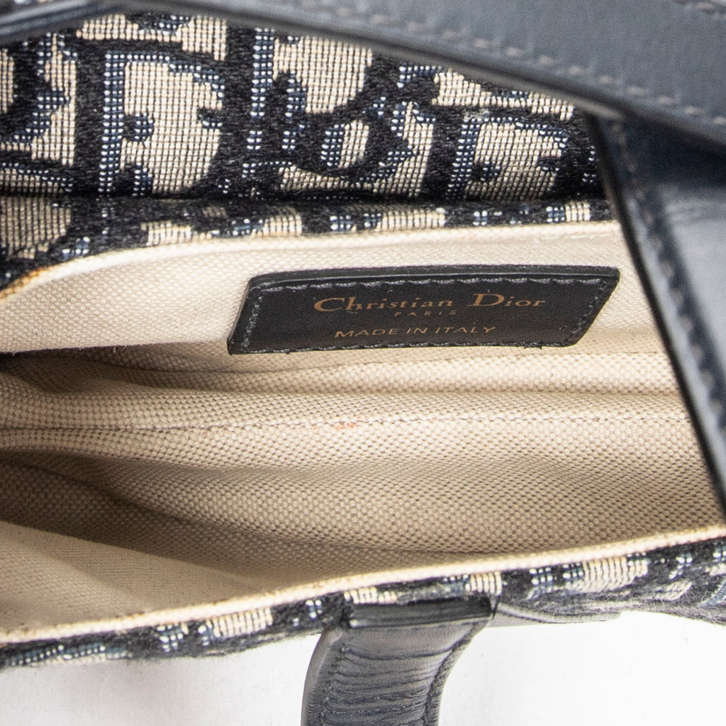Shoulder Bag Mini Saddle Navy Oblique Jacquard Canvas