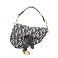 Shoulder Bag Mini Saddle Navy Oblique Jacquard Canvas