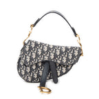 Shoulder Bag Mini Saddle Navy Oblique Jacquard Canvas